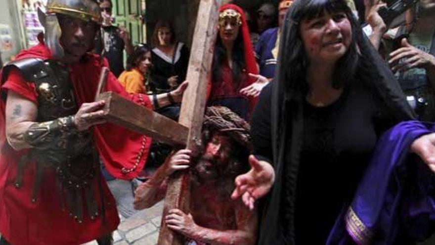 Un momento de la recreación de la Pasión de Jesús en Jerusalén.