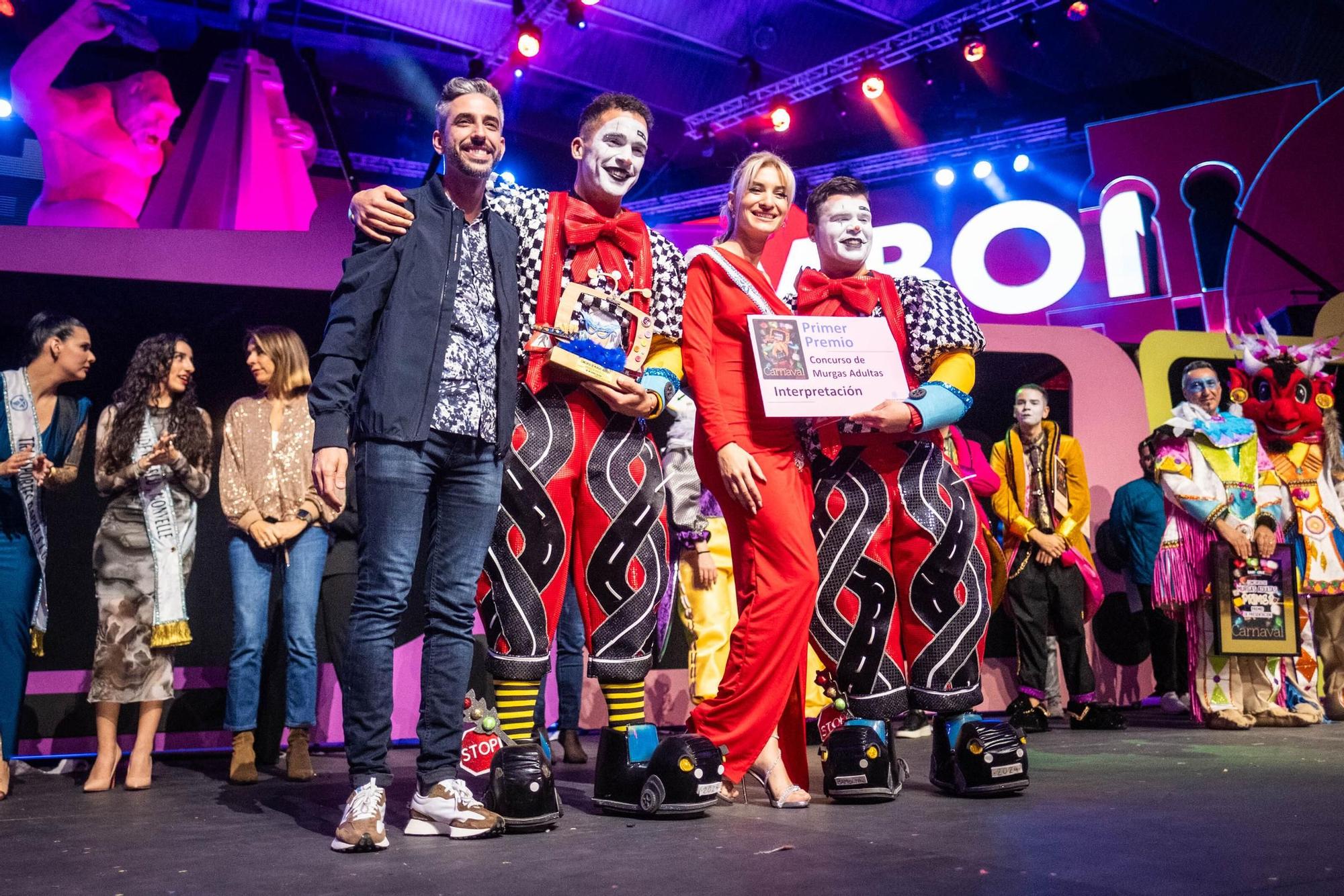 Entrega de premios de la final de Murgas Adultas del Carnaval de Santa Cruz de Tenerife