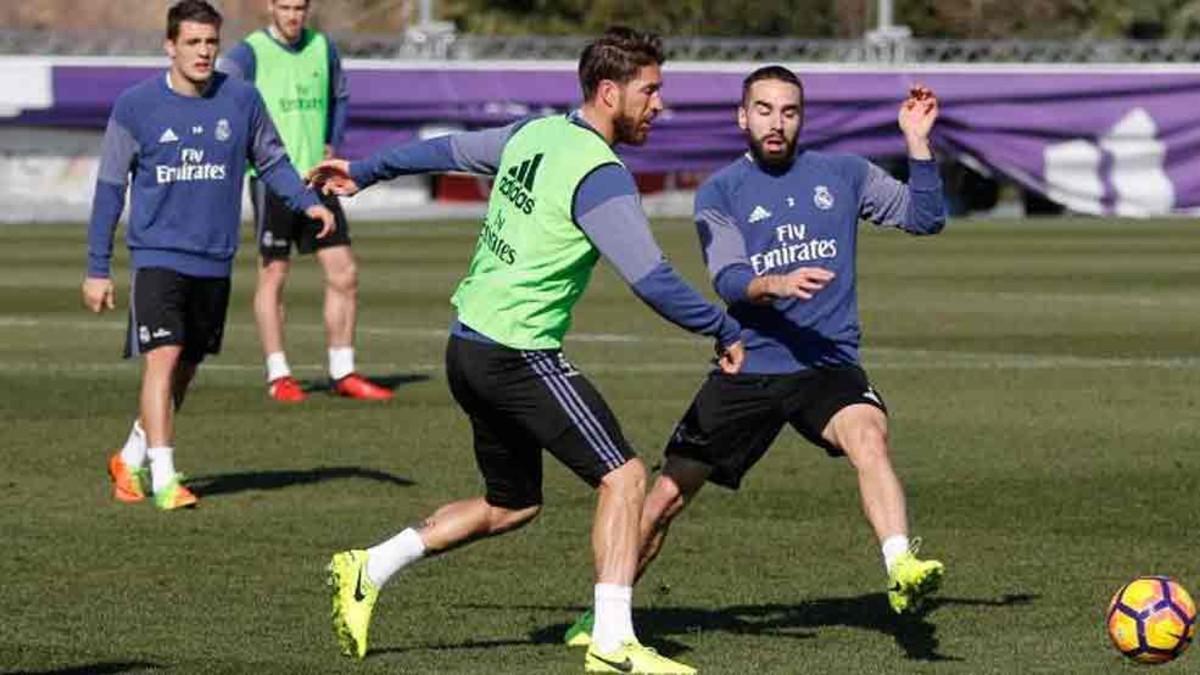 Sergio Ramos, en el entrenamiento