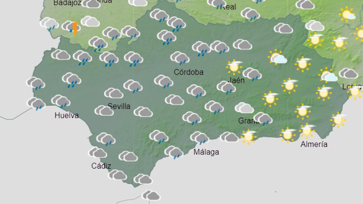 El tiempo en Andalucía este Jueves Santo a las 15.00 horas.