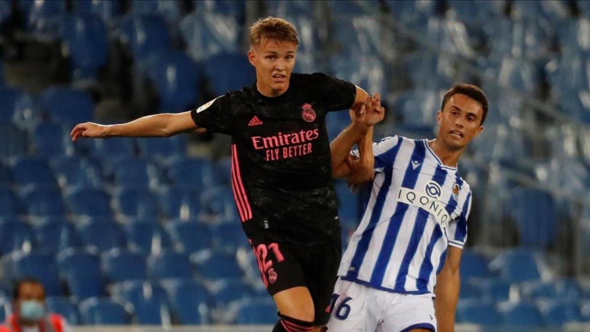 Odegaard, en el encuentro del domingo en San Sebastián