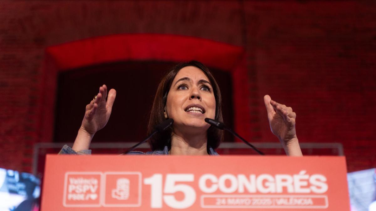 Diana Morant, en el Congreso del PSPV de València celebrado este sábado.