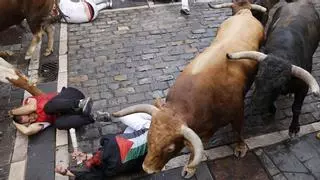Los toros de La Palmosilla regalan un sexto encierro de los Sanfermines tenso y emocionante