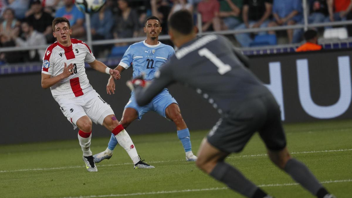 Mamardashvili during the match against Israel