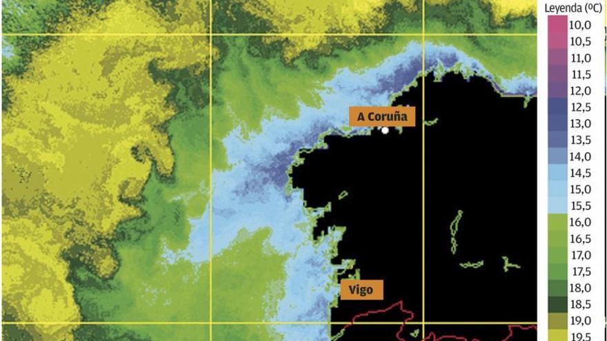 Satélites de la NASA constatan el afloramiento que enfría la costa gallega