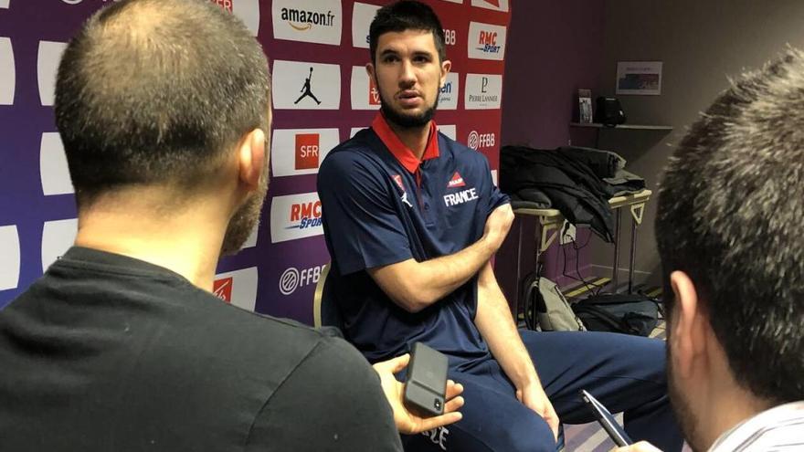 Axel Bouteille, este domingo, en la rueda de prensa de la selección de Francia