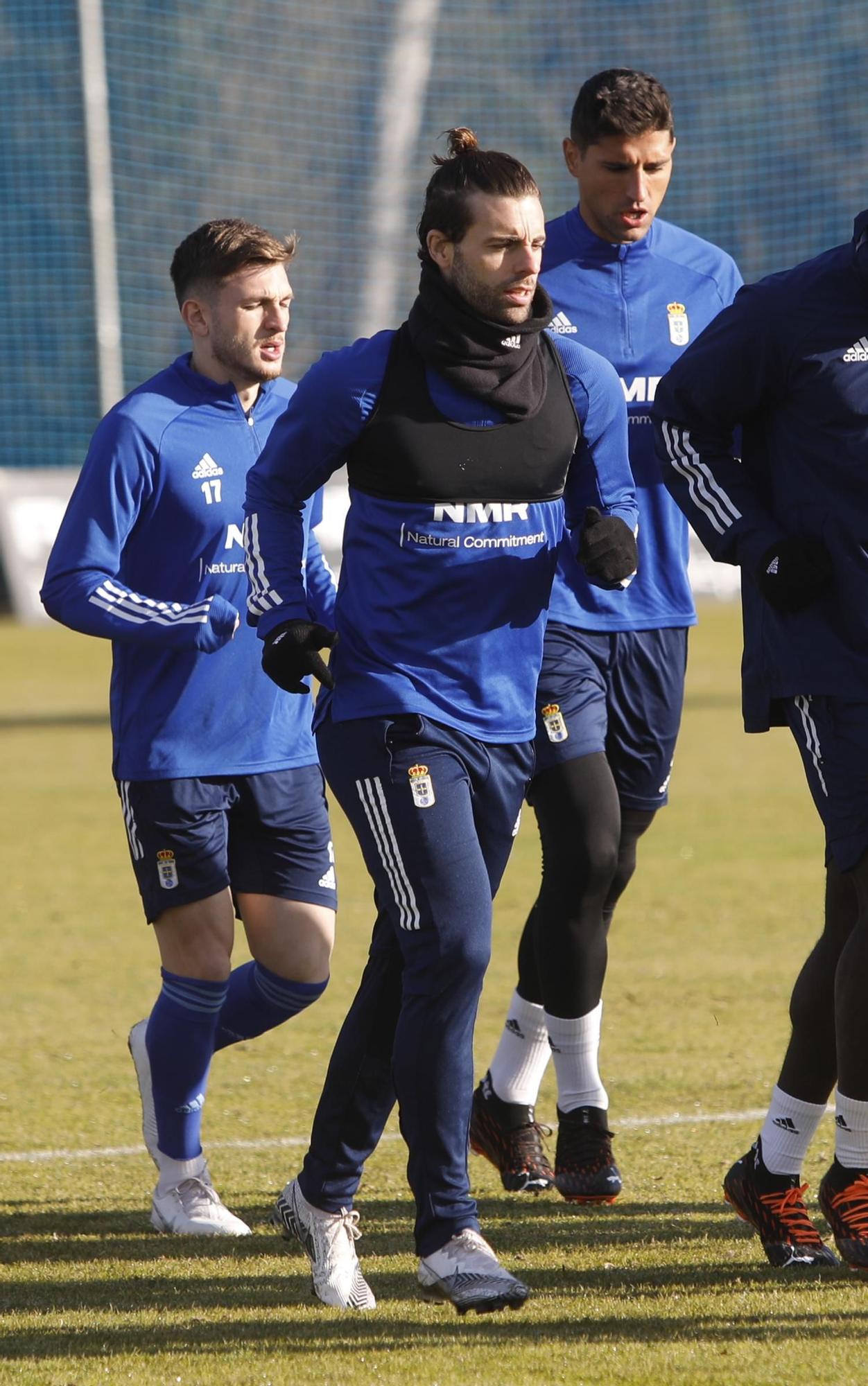 El entrenamiento del Oviedo esta mañana