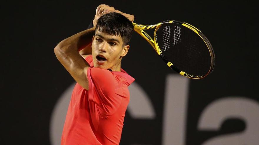 Carlos Alcaraz en el partido del Torneo de Río ante Albert Ramos donde consigue su primer triunfo en un ATP 500