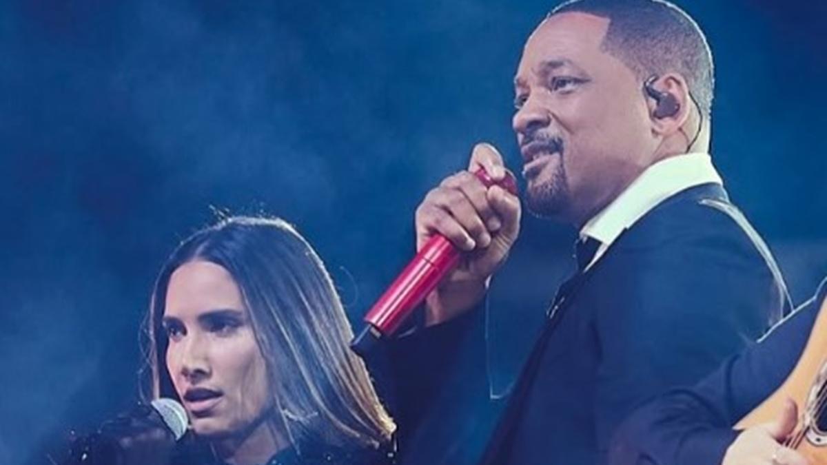 India Martínez y Will Smith en su actuación en Miami.