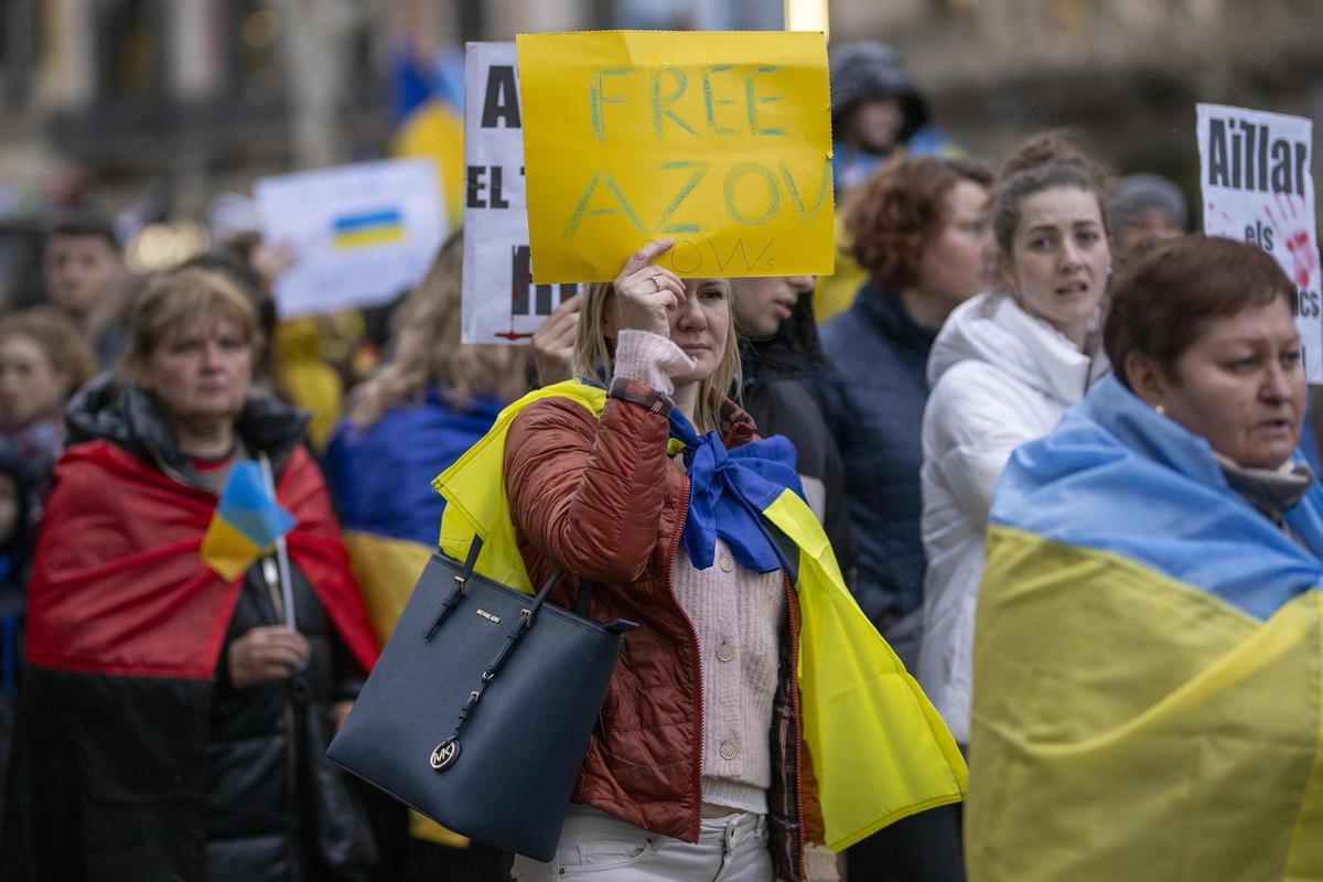 Manifestación en Barcelona con motivo del segundo aniversario de la invasión rusa contra Ucrania