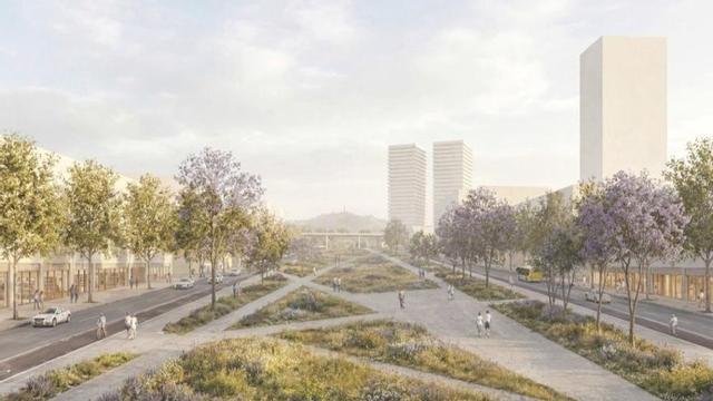 Imatge virtual d’una de les avingudes metropolitanes a la Diagonal, en el marc del futur Hospital Clínic. | GENERALITAT DE CATALUNYA