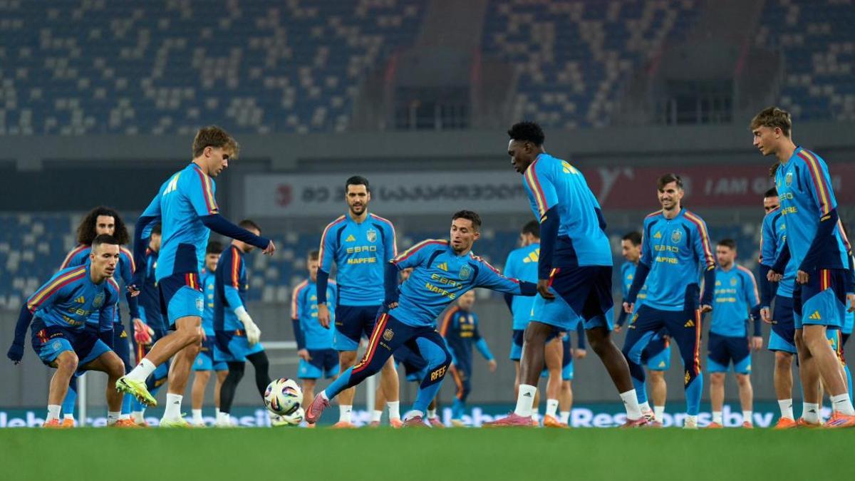 Imagen del entrenamiento de España en Tiblisi