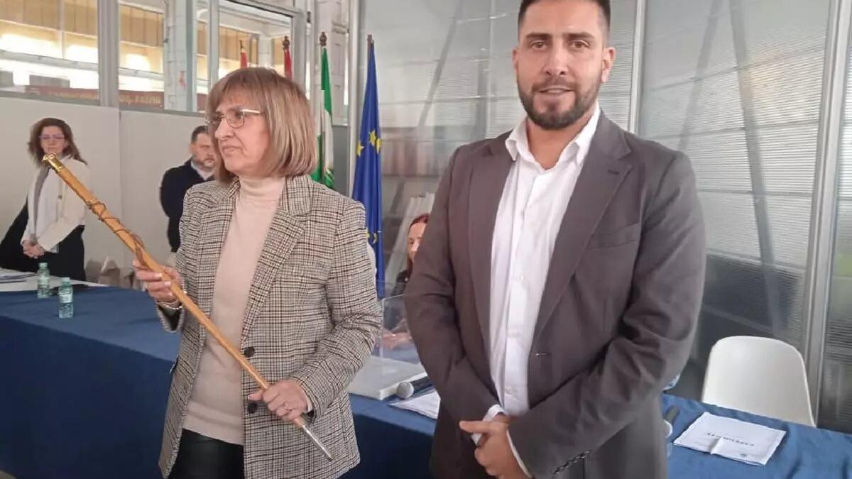 María Victoria Paterna, tras tomar posesión como alcaldesa de Peñarroya este año.