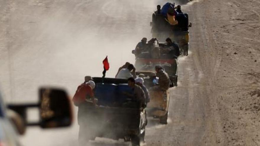 Las fuerzas rebeldes, en su avance hacia Sirte.