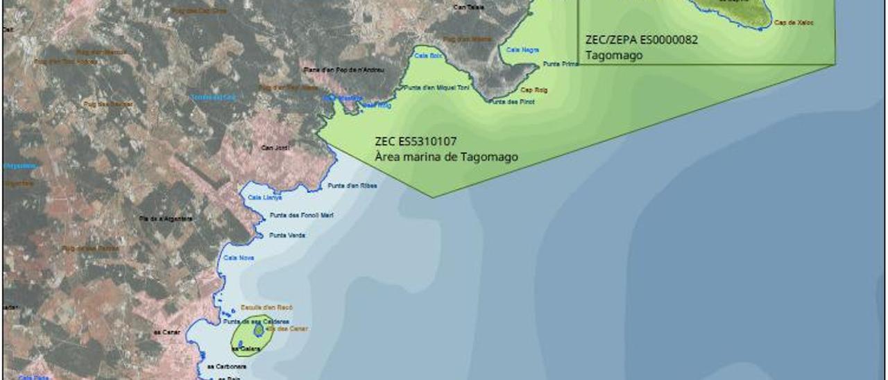 Plano de la zona de protección del Plan de gestión Natura 2000.