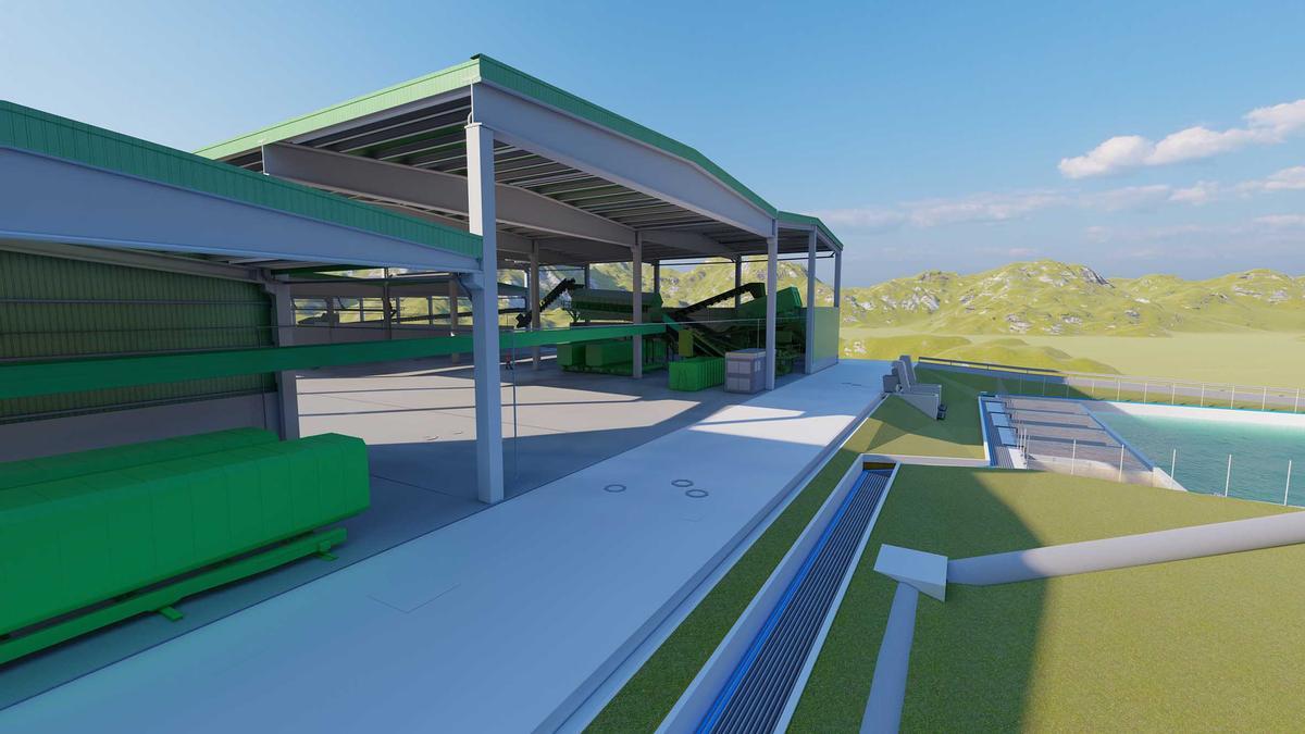 Recreació de la nova infraestructura amb la bassa d'aigua a la dreta de la imatge