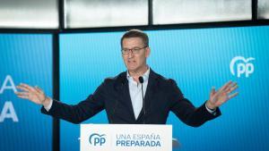 El presidente del PP, Alberto Núñez Feijóo, en un acto del partido esta semana.