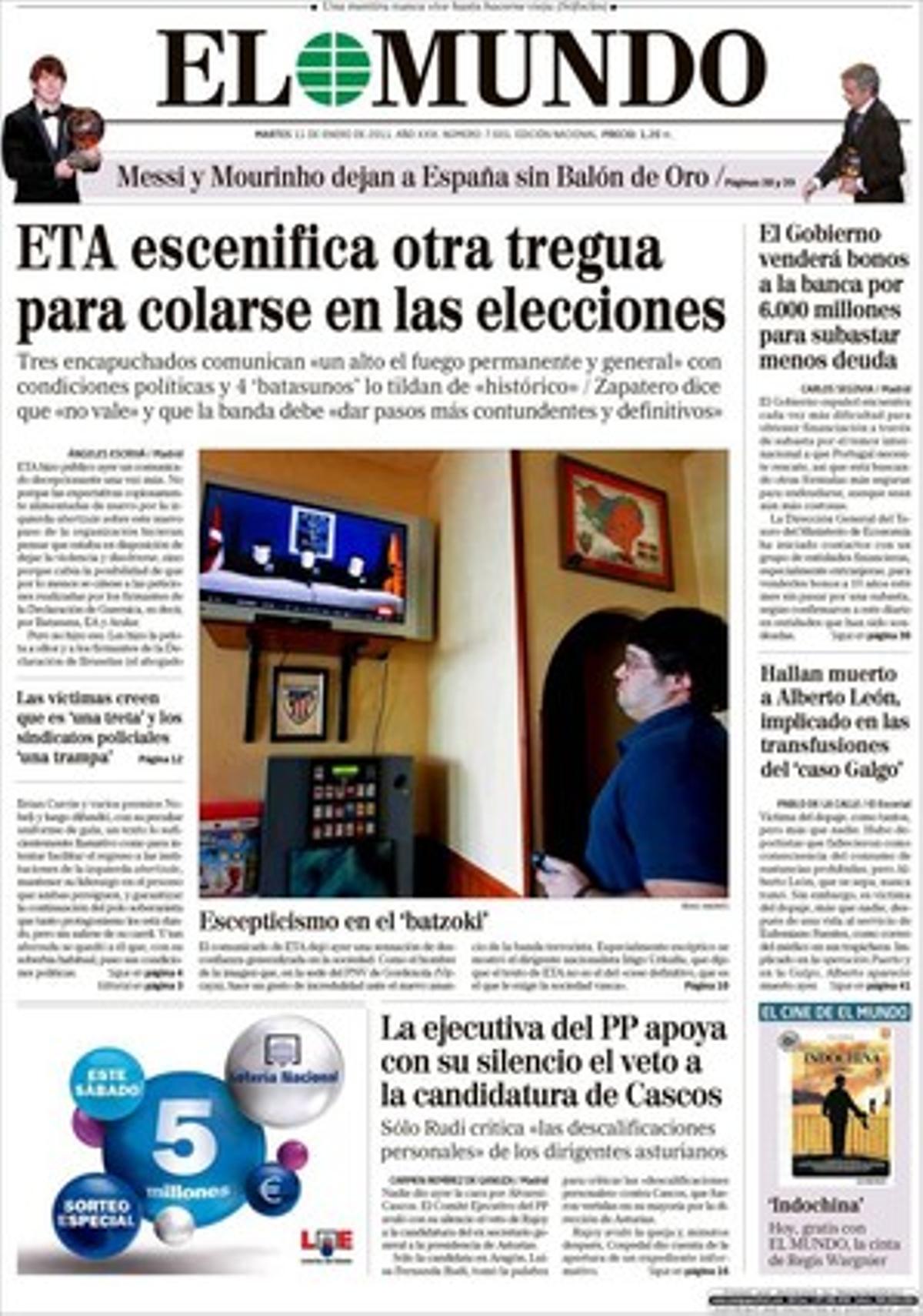 ’El Mundo’ destaca a més que els controladors aeris espanyols diuen sí a un àrbitre que resolgui el conflicte, i que la banca espanyola s’encomana del risc d’impagament del deute sobirà.