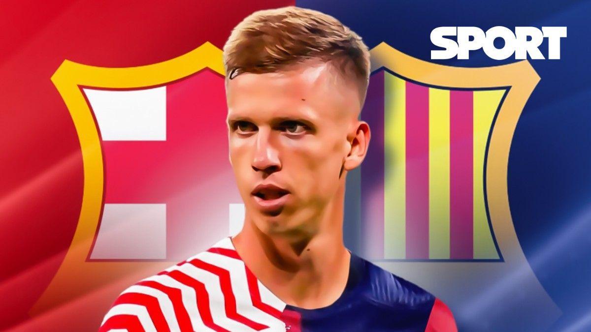 Dani Olmo, a su llegada a las oficinas del Barça