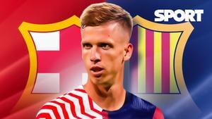 Dani Olmo, a su llegada a las oficinas del Barça