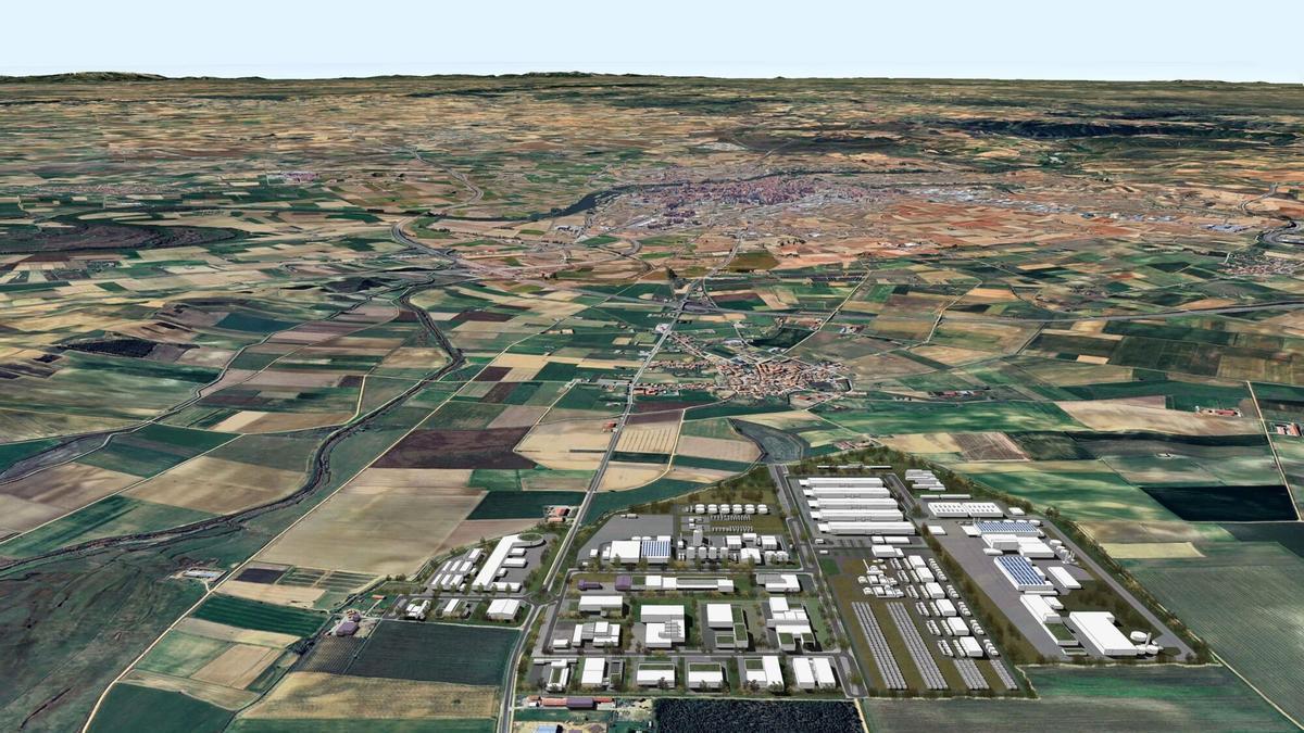 Imagen virtual de lo que será el polígono industrial Zamora Norte, en Monfarracinos