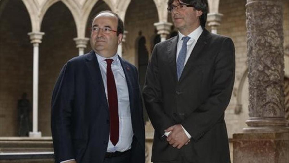 Iceta y Puigdemont, ayer en la Generalitat.