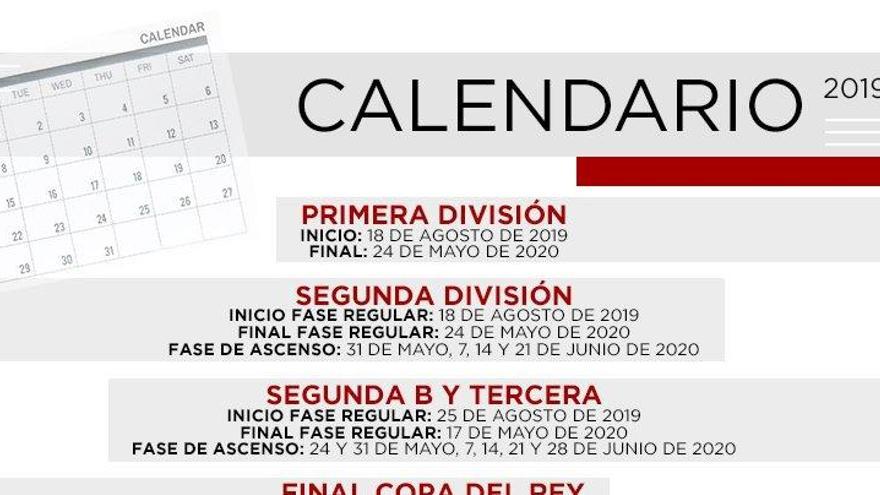 El calendario de la próxima temporada