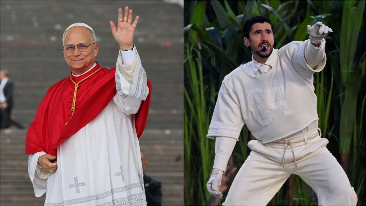 El papa León XIV y el cantante Bad Bunny.