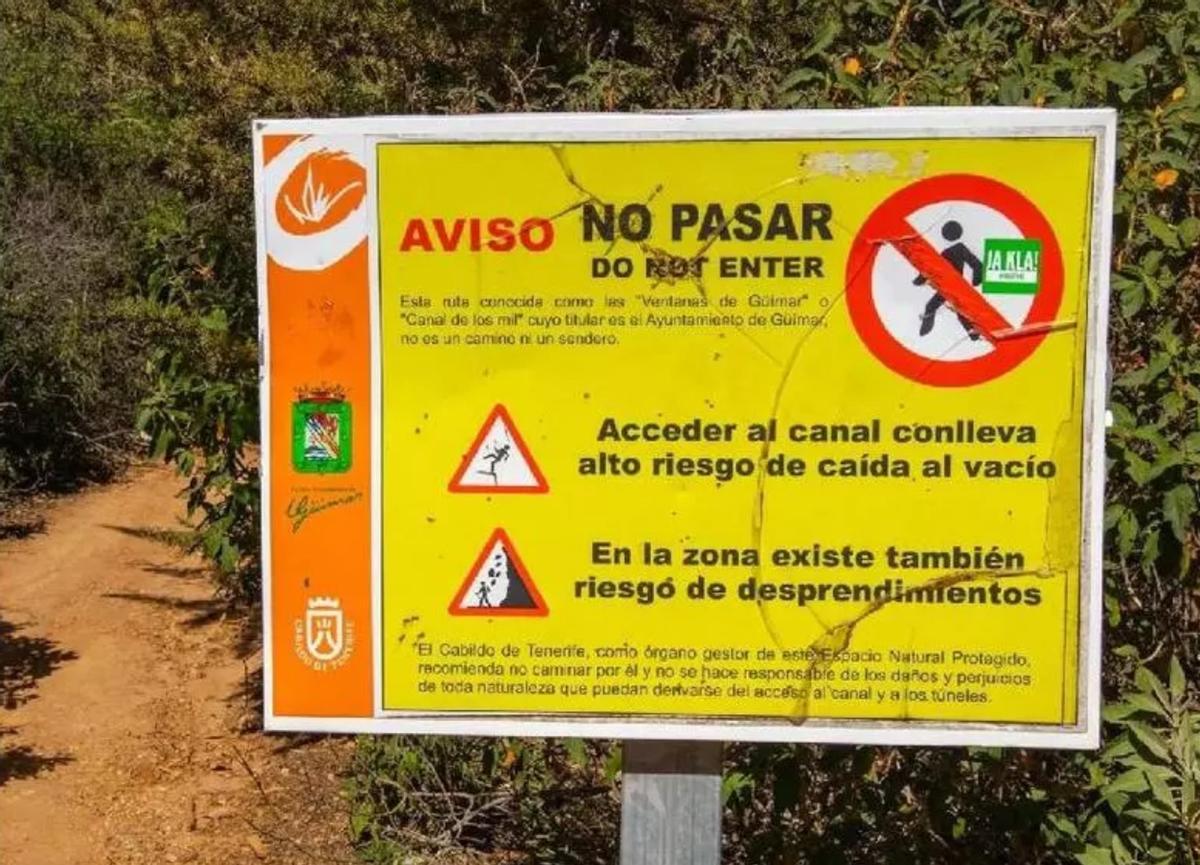 Prohibición de paso en un sendero de Tenerife