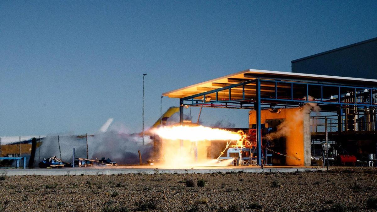 Uno de los ensayos de PLD Space en las instalaciones del Aeropuerto de Teruel.