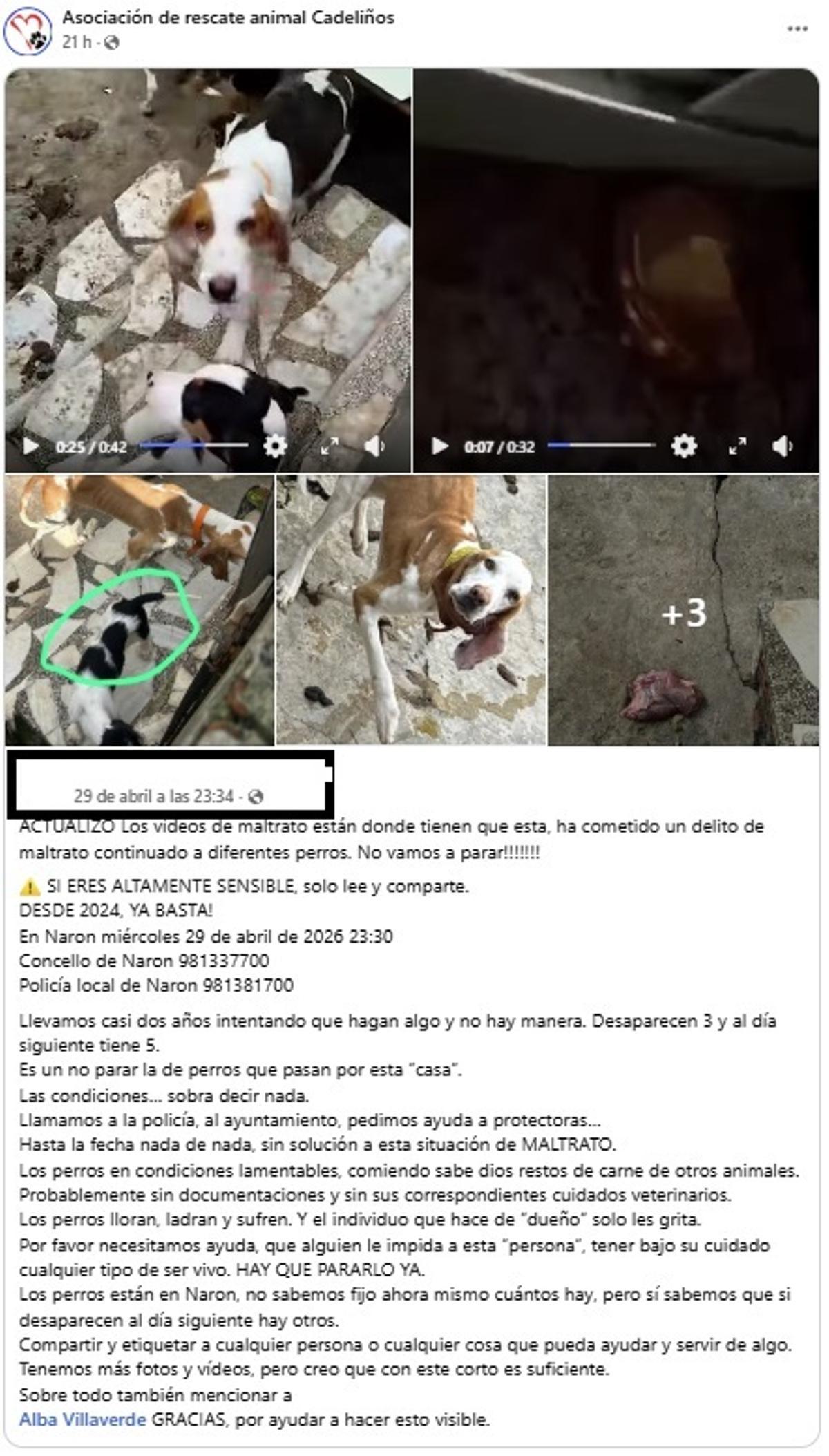 El post de denuncia.