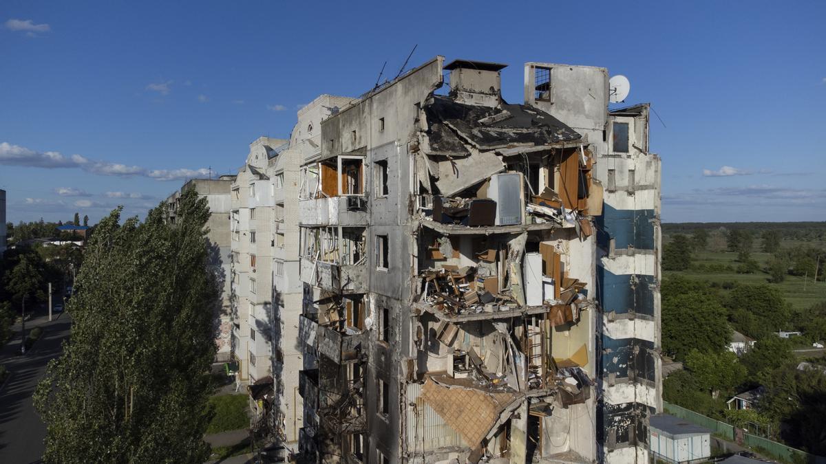 Destrozos de la guerra en Borodyanka, Ucrania