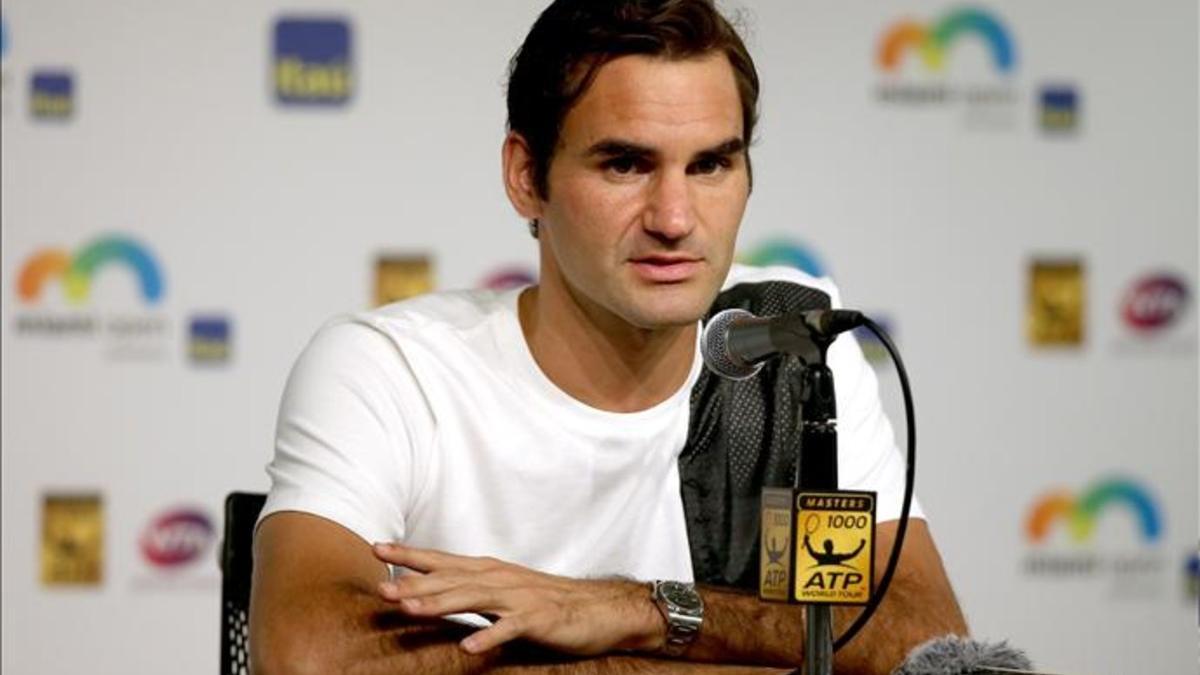 Roger Federer en su comparecencia ante los medios antes de su debut en Miami