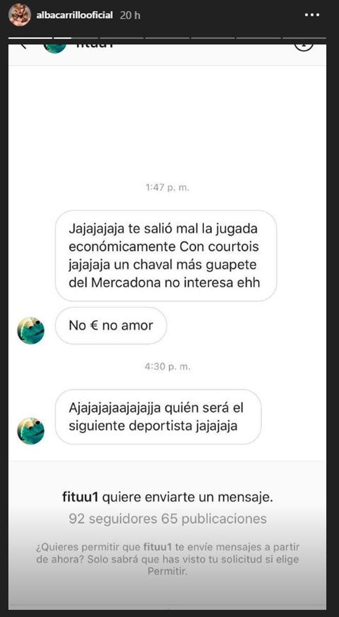 Alba Carrillo vuelve a Instagram para denunciar (otra vez) acoso.