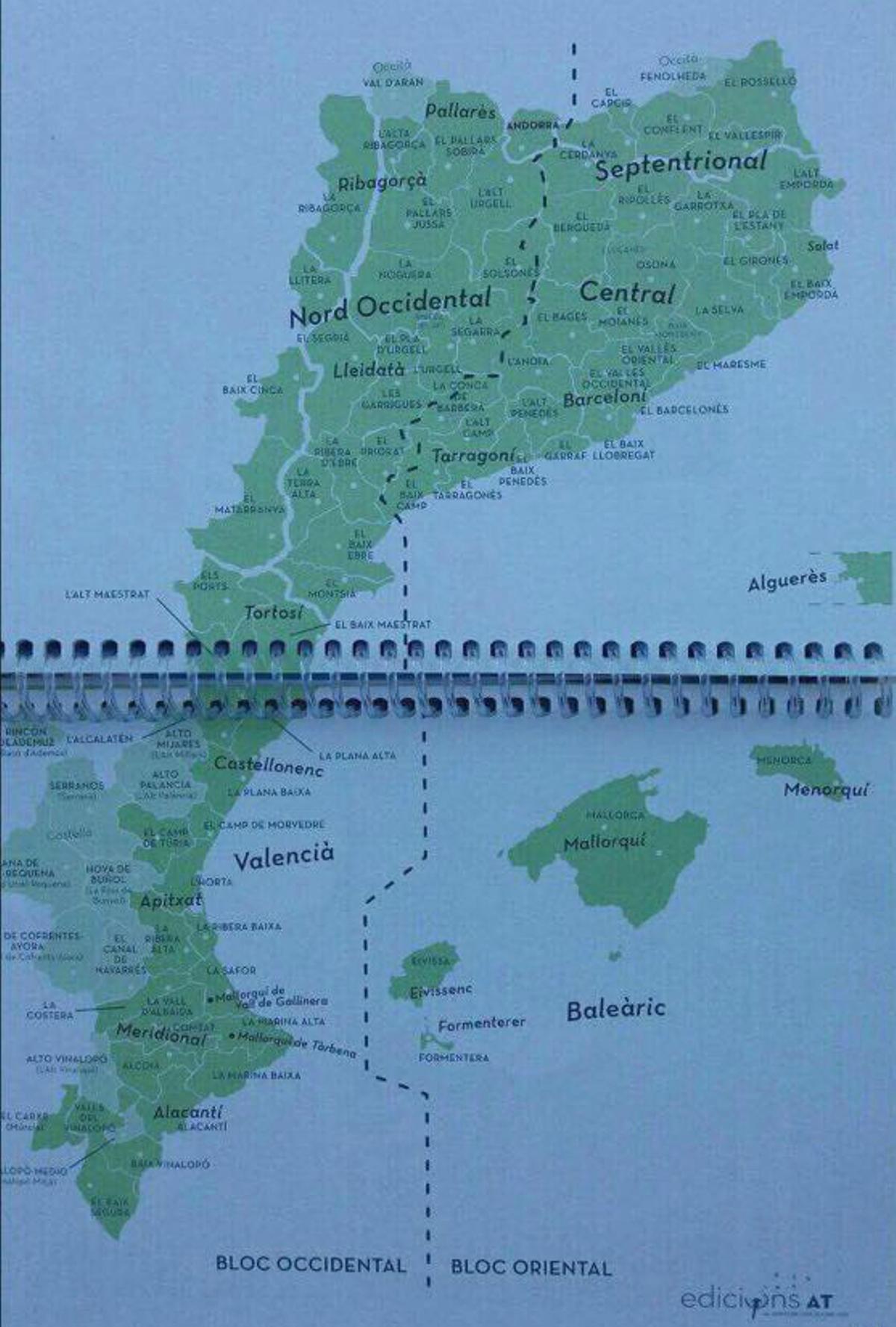 Exigen retirar una agenda escolar con el mapa lingüístico del catalán