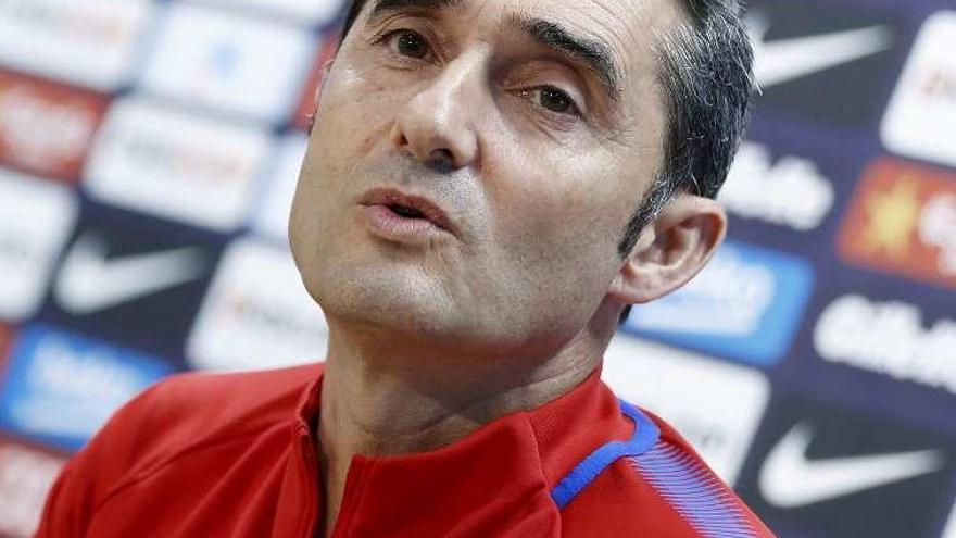 Ernesto Valverde, ayer, durante la rueda de prensa.