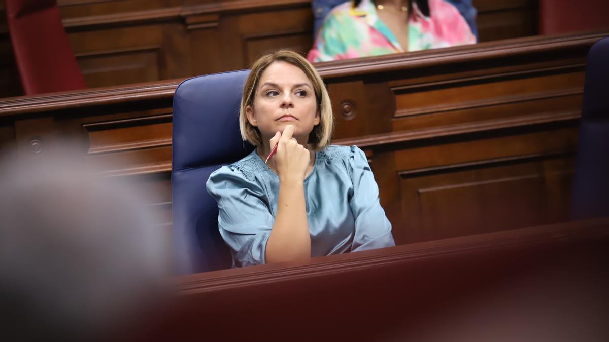 Noemí Santana en un pleno del Parlamento de Canarias