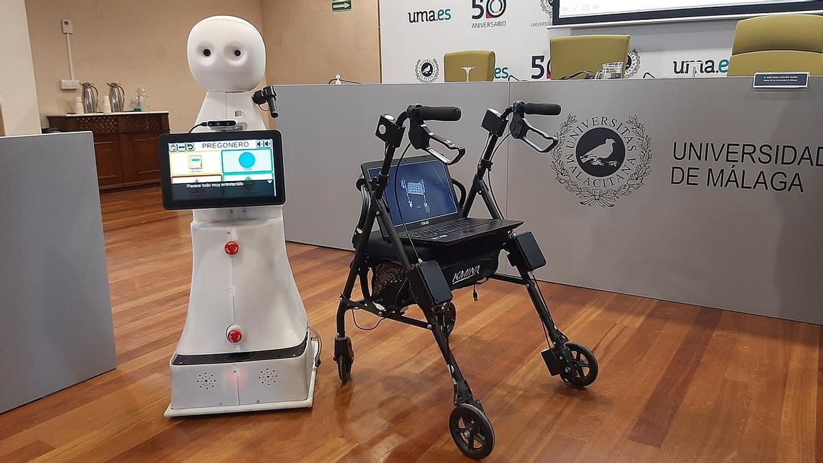 El robot 'Felipe' de asistencia domiciliaria a personas mayores y el andador Walkit, inventos de la UMA