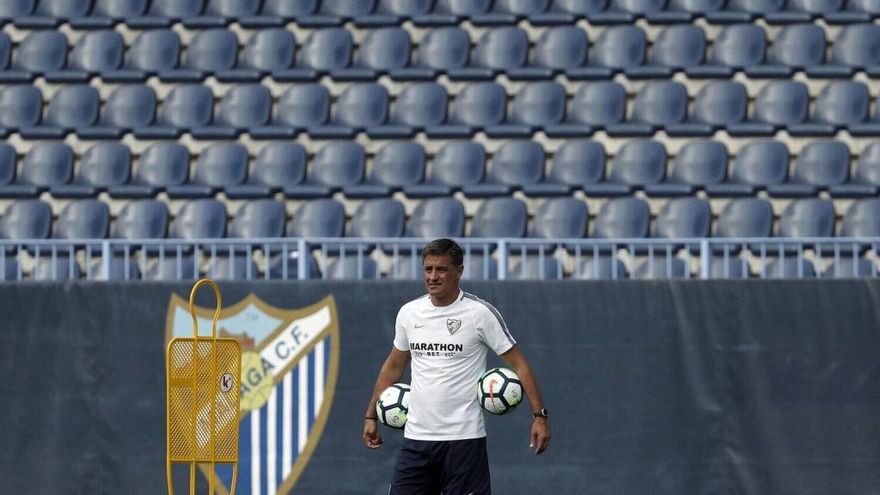 Míchel, en el entrenamiento.