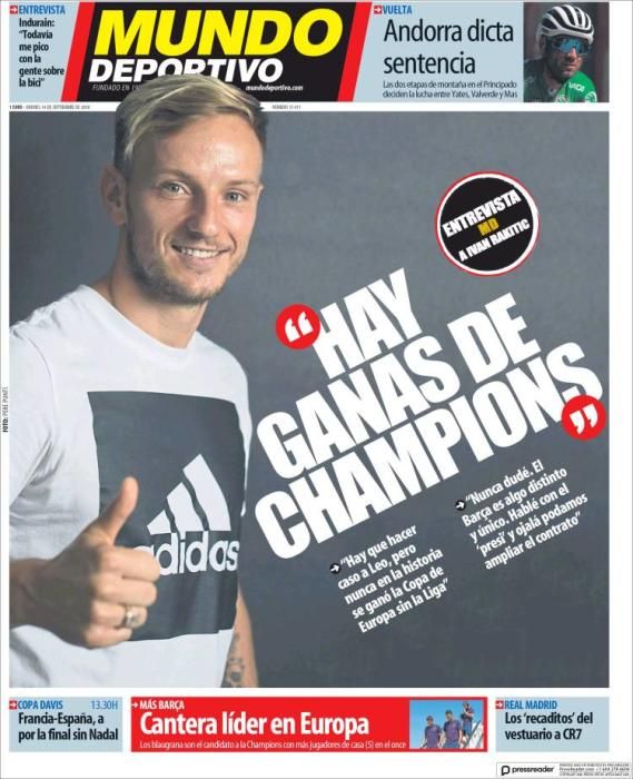 Portada MUNDO DEPORTIVO viernes 14 de septiembre