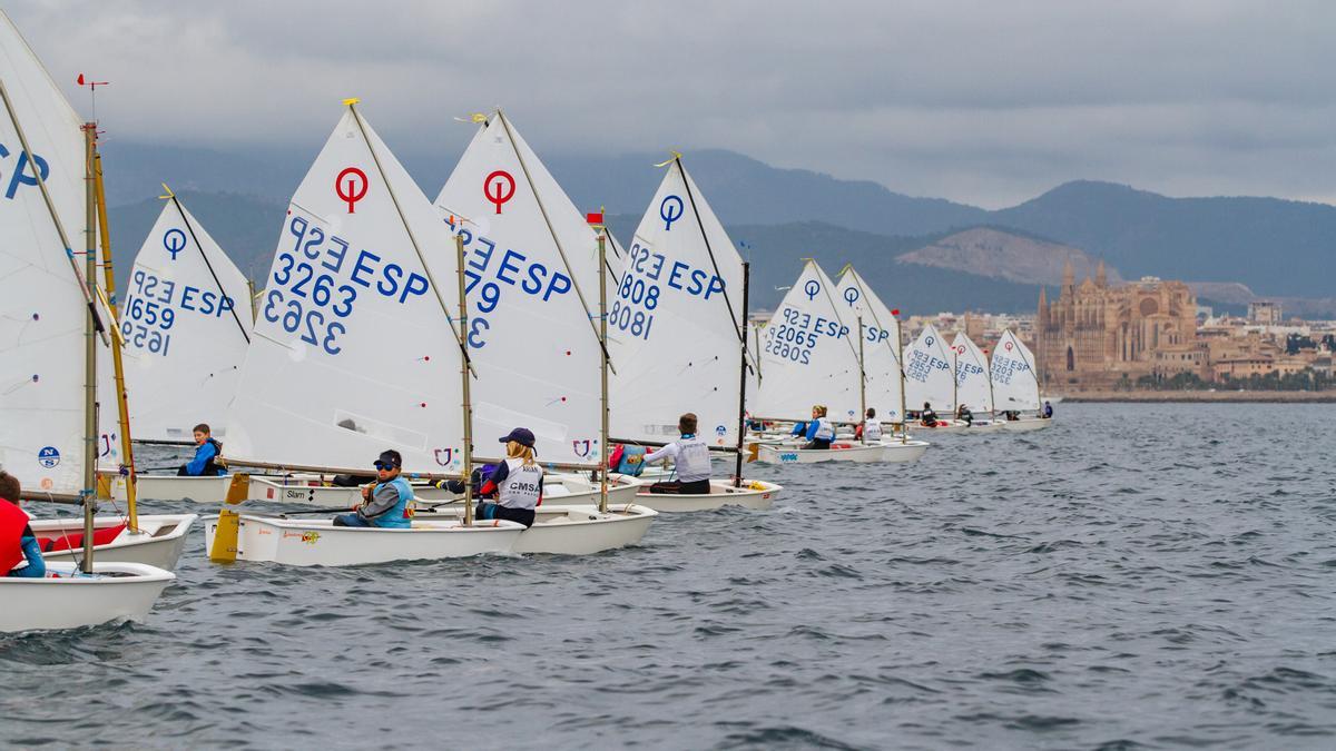 Salida de la clase Optimist en la Regata Audax Marina.