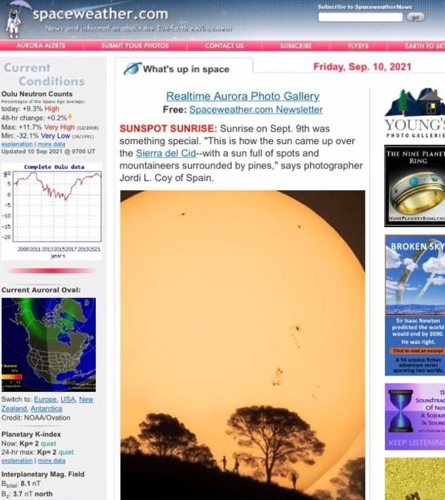 La publicación de la fotografía del Sol de Jordi L. Coy en la revista SpaceWeather.