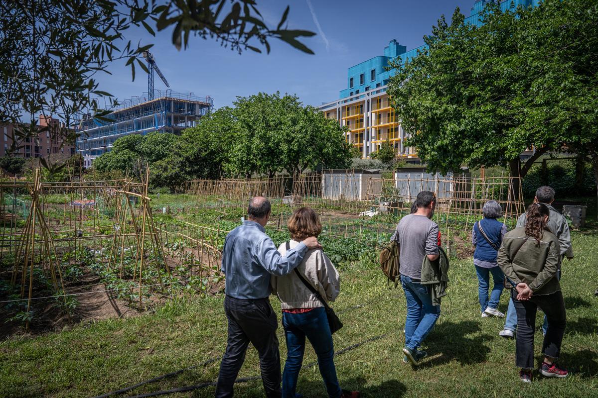 Masia Can Mestres y huerto urbano, uno de los espacios del Open Barri de Primavera en La Marina, que abre sus puertas dentro del Open House insólito en la Zona Franca.