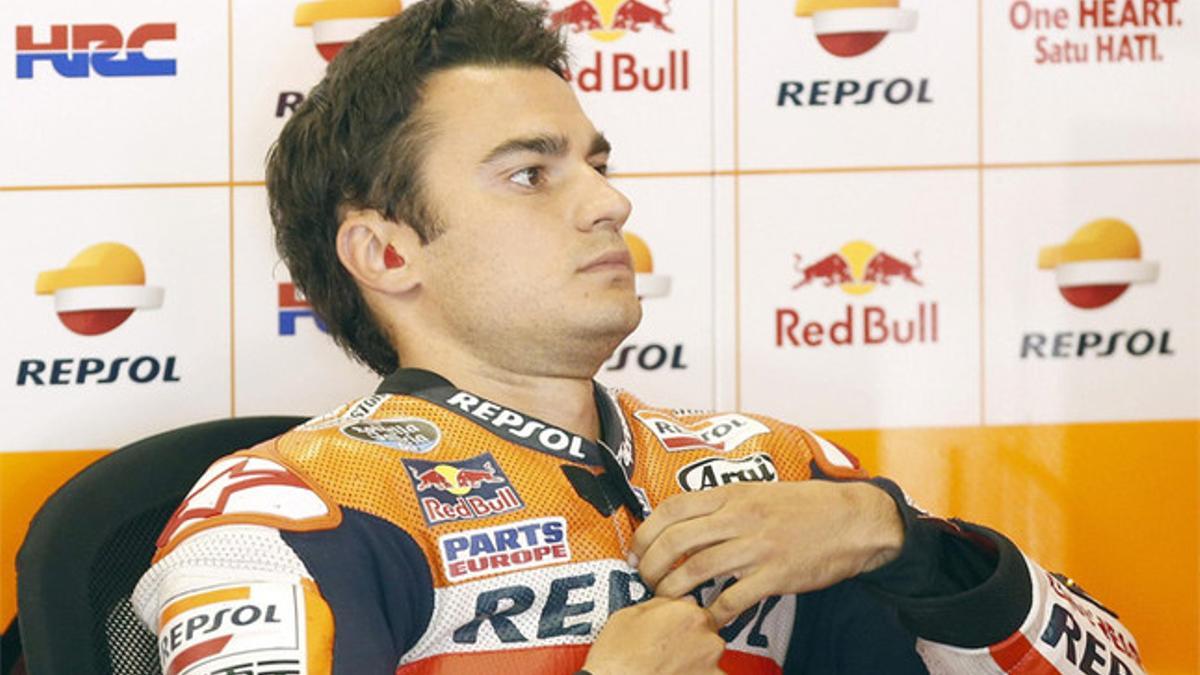 La caída de Dani Pedrosa se quedó, afortunadamente, en un susto