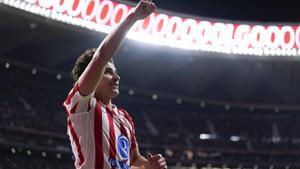 Julian Alvarez of Atletico de Madrid celebrates a goal during the Spanish League, LaLiga EA Sports, football match played between Atletico de Madrid and Rayo Vallecano at Riyadh Air Metropolitano stadium on September 24, 2025, in Madrid, Spain. AFP7 24/09/2025 ONLY FOR USE IN SPAIN. Oscar J. Barroso / AFP7 / Europa Press;2025;SOCCER;SPAIN;SPORT;ZSOCCER;ZSPORT;Atletico de Madrid v Rayo Vallecano - LaLiga EA Sports;