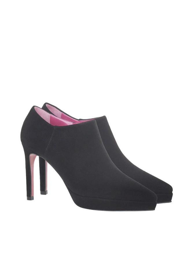 Botines negros de ante de tacón de Ursula Mascaró