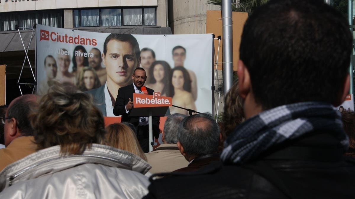 Jordi Cañas, en un mitin de Ciudadanos en Gavà, en el 2010.