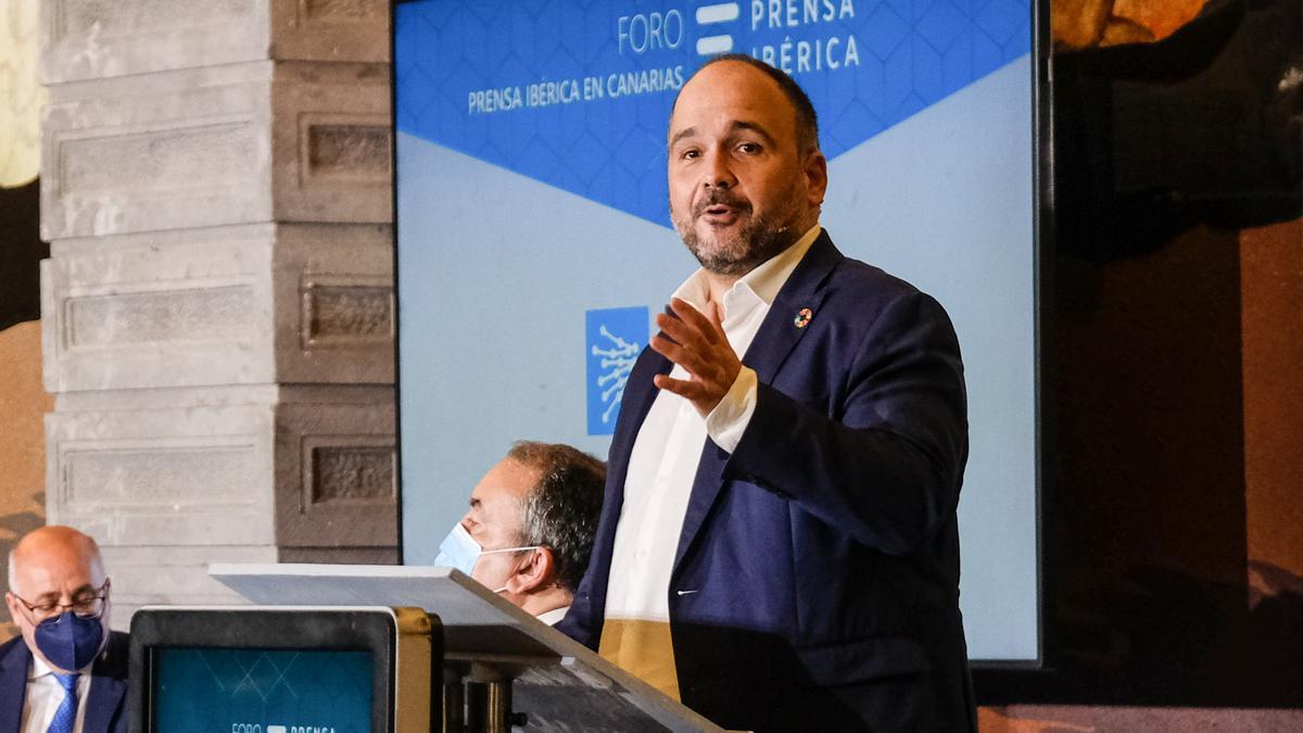 José Antonio Valbuena, consejero de Transición Ecológica, hoy en el Foro de Prensa Ibérica en Canarias