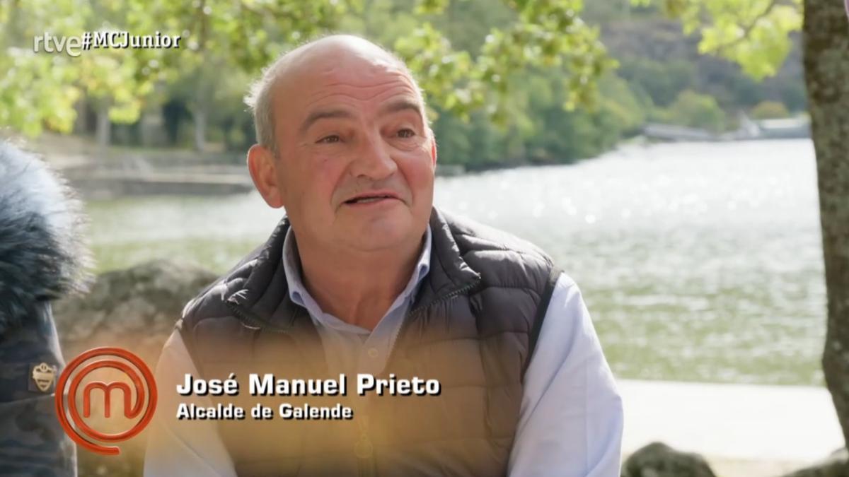 José Manuel Prieto, alcalde de Galende, durante el programa de Masterchef Junior grabado en Sanabria.