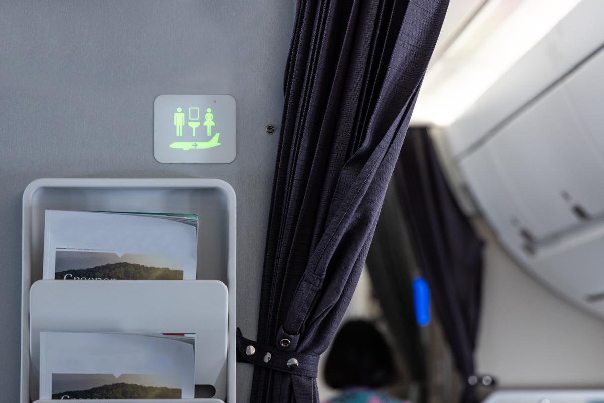 Baño de un avión.